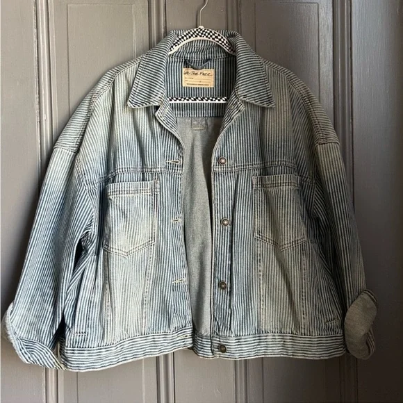 Opal swing railroad Striped Blue Denim Jacket - Picture 3 of 6